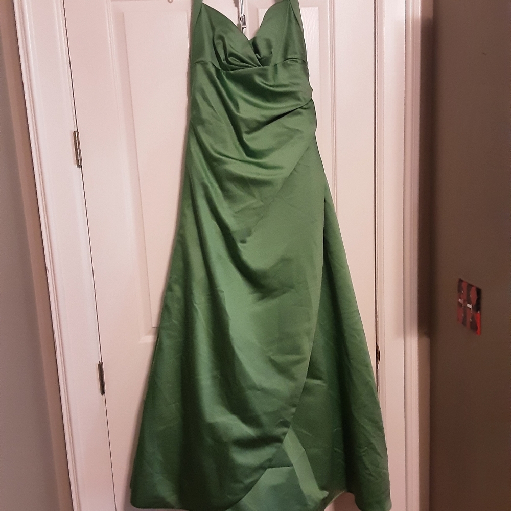 Dave Bridal Strapless Green Satin Dress - Picture 2 of 4